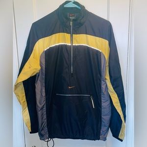 VTG Nike Windbreaker 1/4 Zip Pullover 90s Mens MD Yellow Black Tag Center Swoosh